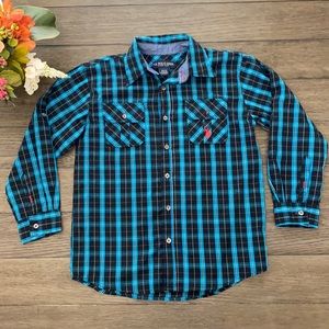 U.S. Polo Assn plaid button down long sleeve shirt 10/12